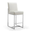 Element 37.2 in. Pearl White and Polished Chrome Stainless Steel Counter Height Bar Stool (Set of 3) MHC-3-CS003-PW