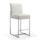 Element 37.2 in. Pearl White and Polished Chrome Stainless Steel Counter Height Bar Stool (Set of 3) MHC-3-CS003-PW
