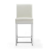 Element 37.2 in. Pearl White and Polished Chrome Stainless Steel Counter Height Bar Stool (Set of 3) MHC-3-CS003-PW