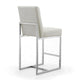 Element 37.2 in. Pearl White and Polished Chrome Stainless Steel Counter Height Bar Stool (Set of 3) MHC-3-CS003-PW