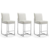 Element 37.2 in. Pearl White and Polished Chrome Stainless Steel Counter Height Bar Stool (Set of 3)