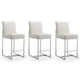 Element 37.2 in. Pearl White and Polished Chrome Stainless Steel Counter Height Bar Stool (Set of 3)