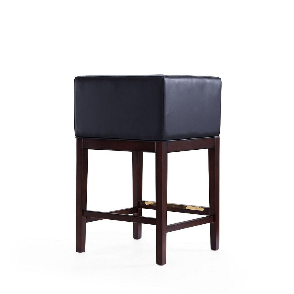 Kingsley 34 in. Black and Dark Walnut Beech Wood Counter Height Bar Stool (Set of 3) MHC-3-CS005-BK