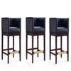 Kingsley 34 in. Black and Dark Walnut Beech Wood Counter Height Bar Stool (Set of 3)