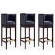 Kingsley 34 in. Black and Dark Walnut Beech Wood Counter Height Bar Stool (Set of 3)
