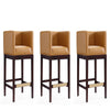 Kingsley 34 in. Camel and Dark Walnut Beech Wood Counter Height Bar Stool (Set of 3)