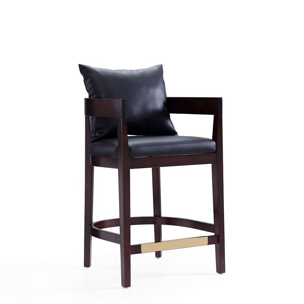 Ritz 34 in. Black and Dark Walnut Beech Wood Counter Height Bar Stool (Set of 3) MHC-3-CS006-BK