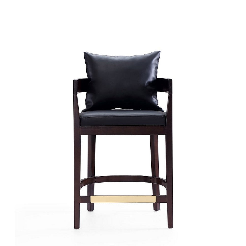 Ritz 34 in. Black and Dark Walnut Beech Wood Counter Height Bar Stool (Set of 3) MHC-3-CS006-BK