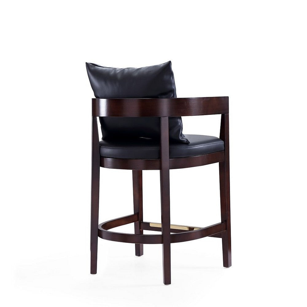 Ritz 34 in. Black and Dark Walnut Beech Wood Counter Height Bar Stool (Set of 3) MHC-3-CS006-BK
