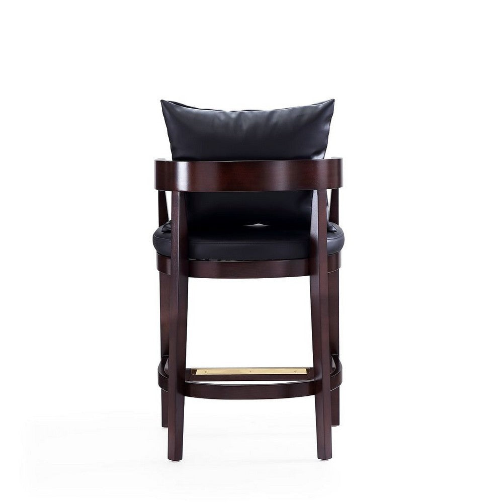 Ritz 34 in. Black and Dark Walnut Beech Wood Counter Height Bar Stool (Set of 3) MHC-3-CS006-BK