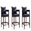 Ritz 34 in. Black and Dark Walnut Beech Wood Counter Height Bar Stool (Set of 3)