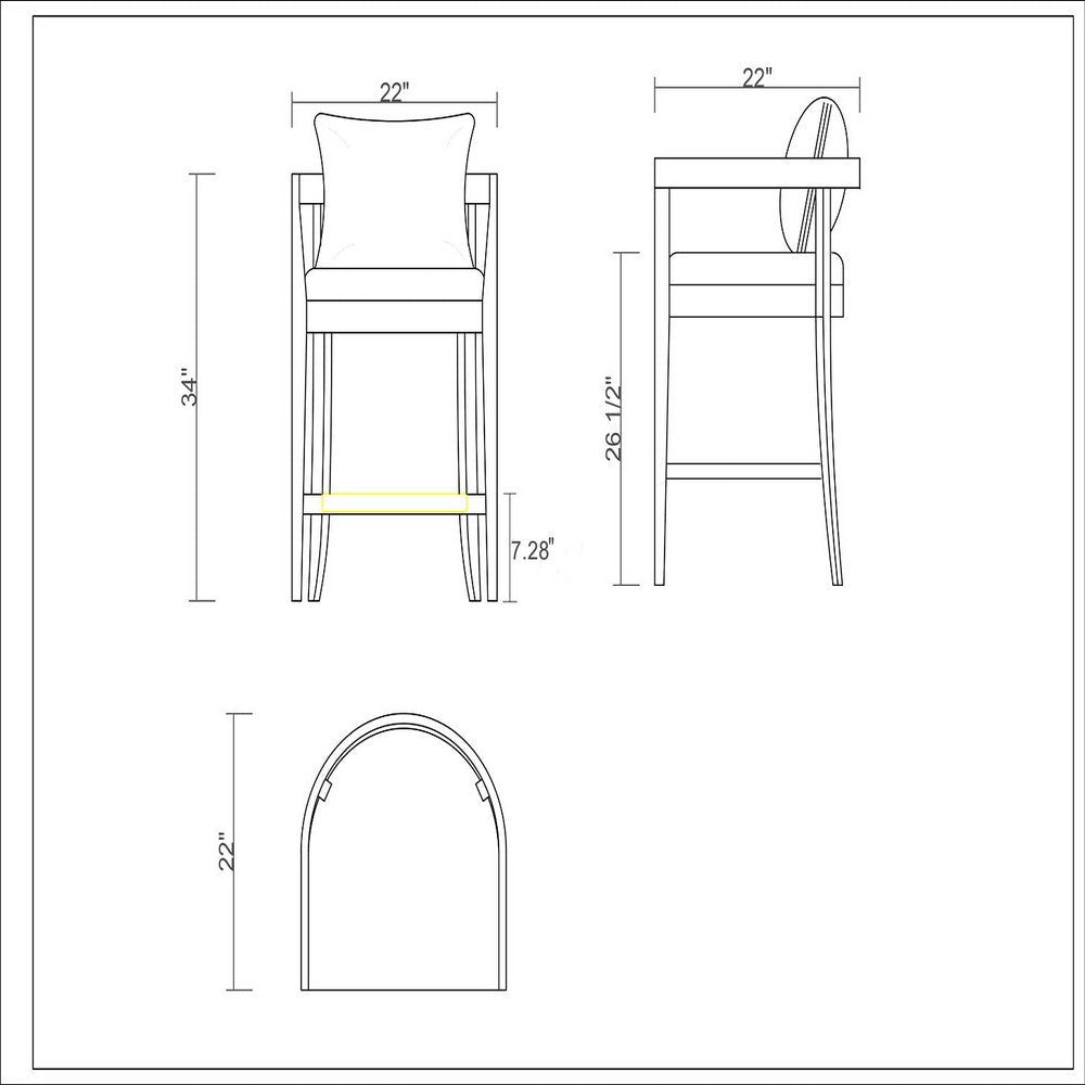 Ritz 34 in. Ivory and Dark Walnut Beech Wood Counter Height Bar Stool (Set of 3) MHC-3-CS006-IV