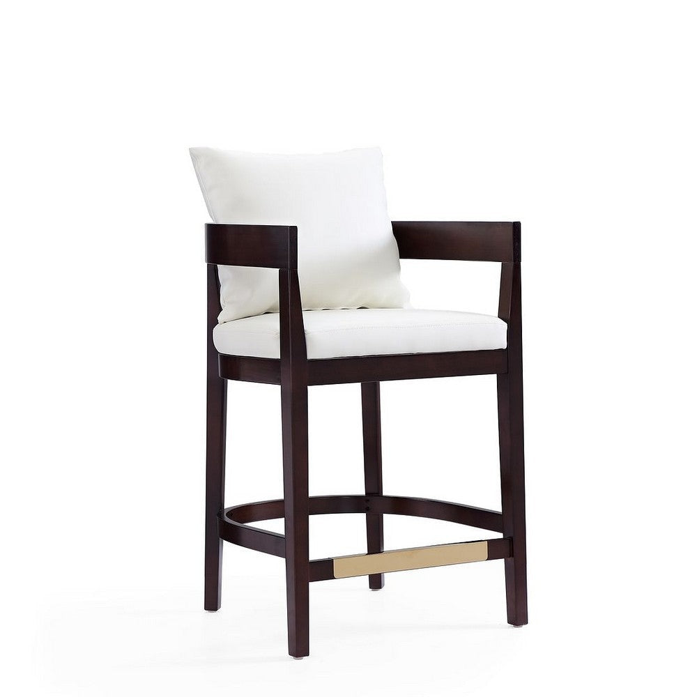 Ritz 34 in. Ivory and Dark Walnut Beech Wood Counter Height Bar Stool (Set of 3) MHC-3-CS006-IV