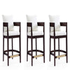 Ritz 34 in. Ivory and Dark Walnut Beech Wood Counter Height Bar Stool (Set of 3)