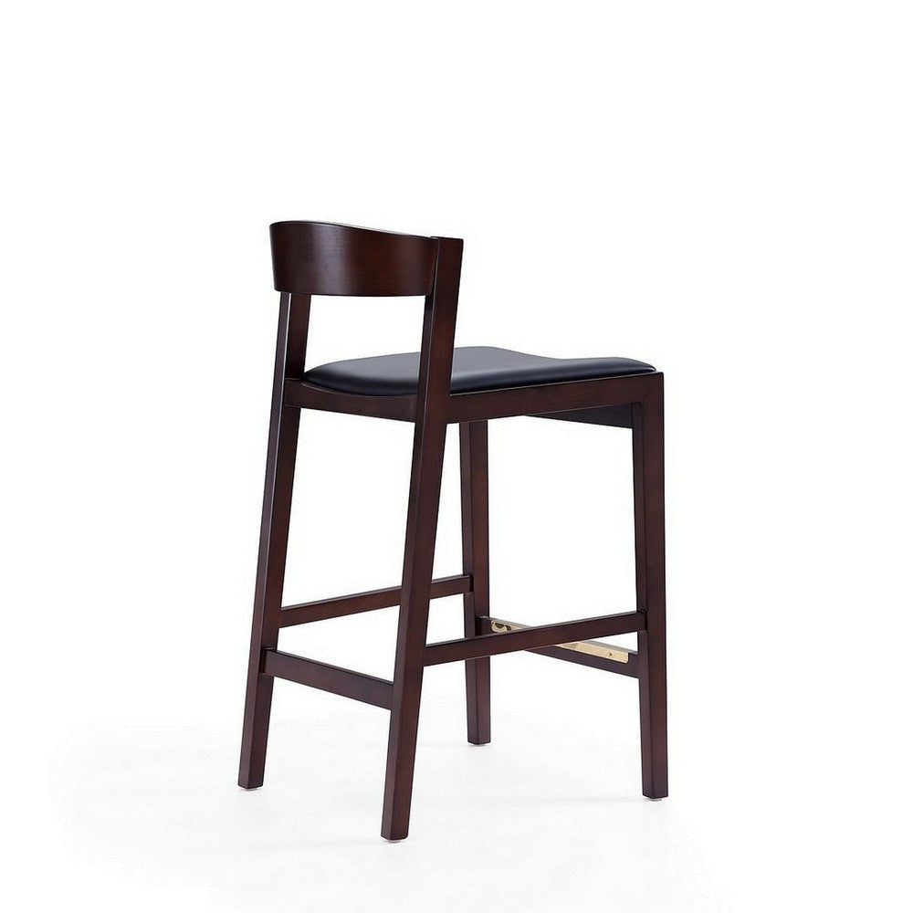 Klismos 36.75 in. Black and Dark Walnut Beech Wood Counter Height Bar Stool (Set of 3) MHC-3-CS007-BK