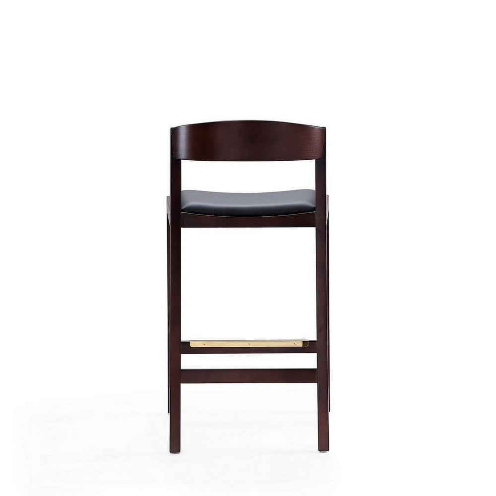Klismos 36.75 in. Black and Dark Walnut Beech Wood Counter Height Bar Stool (Set of 3) MHC-3-CS007-BK
