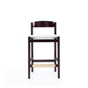 Klismos 36.75 in. Ivory and Dark Walnut Beech Wood Counter Height Bar Stool (Set of 3) MHC-3-CS007-IV