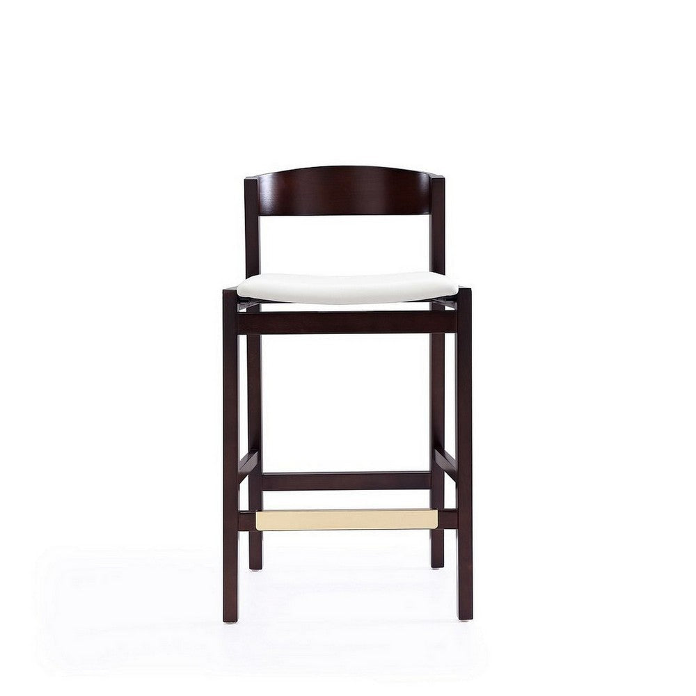 Klismos 36.75 in. Ivory and Dark Walnut Beech Wood Counter Height Bar Stool (Set of 3) MHC-3-CS007-IV