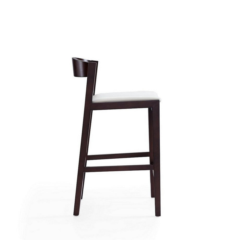 Klismos 36.75 in. Ivory and Dark Walnut Beech Wood Counter Height Bar Stool (Set of 3) MHC-3-CS007-IV