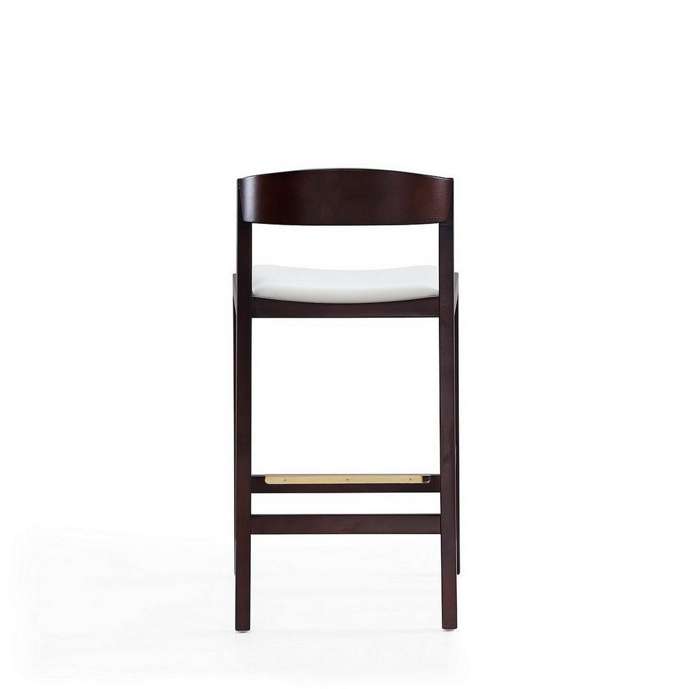 Klismos 36.75 in. Ivory and Dark Walnut Beech Wood Counter Height Bar Stool (Set of 3) MHC-3-CS007-IV