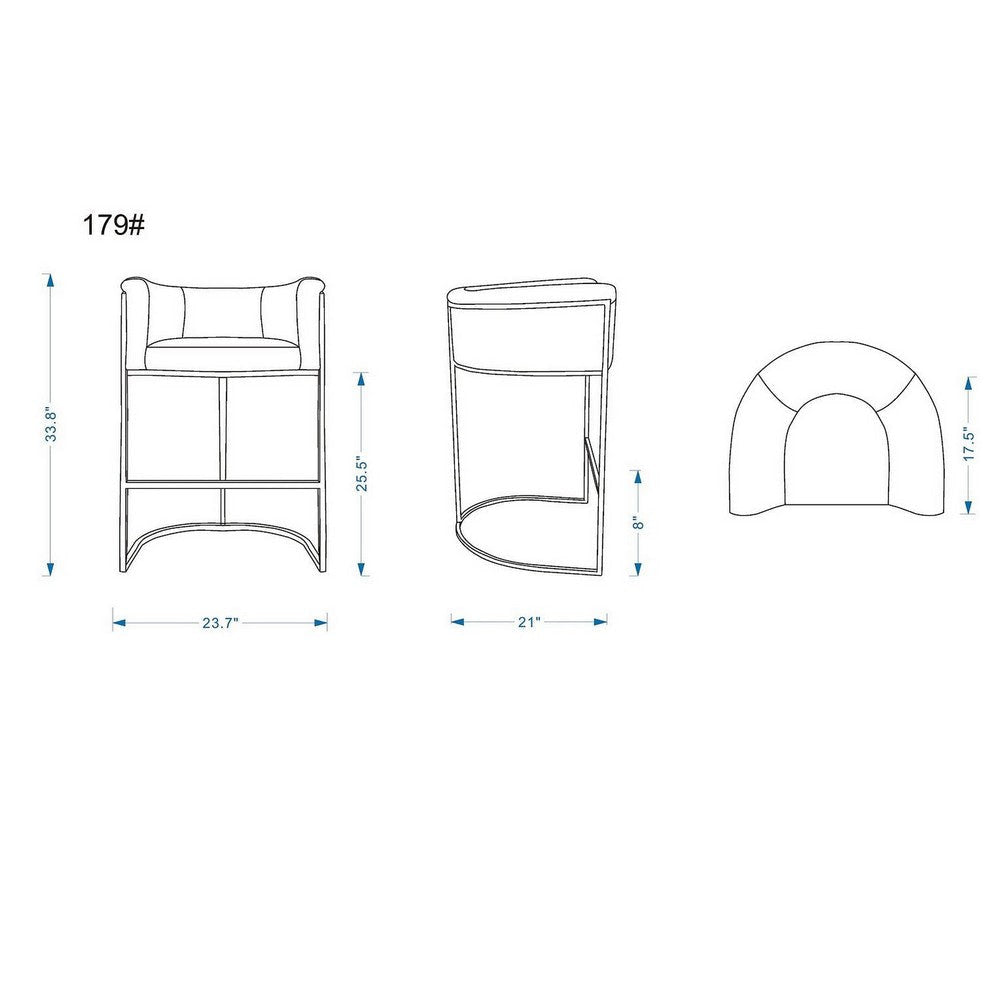 Cosmopolitan 33.8 in. Grey and Black Metal Counter Height Bar Stool (Set of 3) MHC-3-CS008-GY
