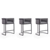 Cosmopolitan 33.8 in. Grey and Black Metal Counter Height Bar Stool (Set of 3)