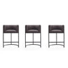 Cosmopolitan 33.8 in. Pebble and Black Metal Counter Height Bar Stool (Set of 3)