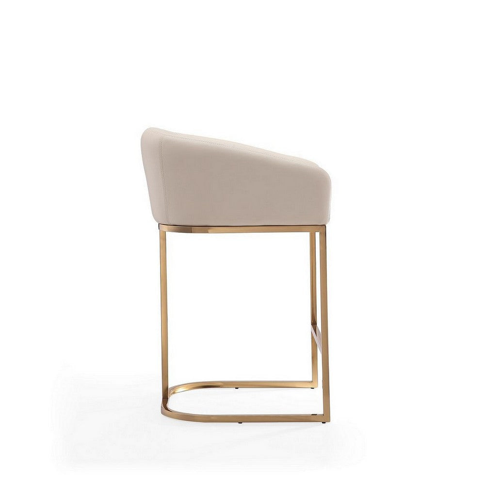 Louvre 36 in. Cream and Titanium Gold Stainless Steel Counter Height Bar Stool (Set of 3) MHC-3-CS009-CR