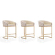 Louvre 36 in. Cream and Titanium Gold Stainless Steel Counter Height Bar Stool (Set of 3)