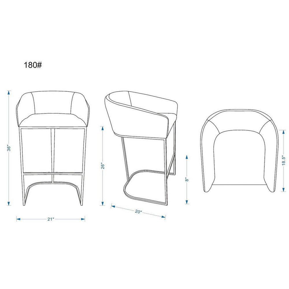 Louvre 36 in. Grey and Titanium Gold Stainless Steel Counter Height Bar Stool (Set of 3) MHC-3-CS009-GY