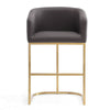 Louvre 36 in. Grey and Titanium Gold Stainless Steel Counter Height Bar Stool (Set of 3) MHC-3-CS009-GY