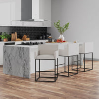 Ambassador 38 in. Cream and Black Metal Counter Height Bar Stool (Set of 3)