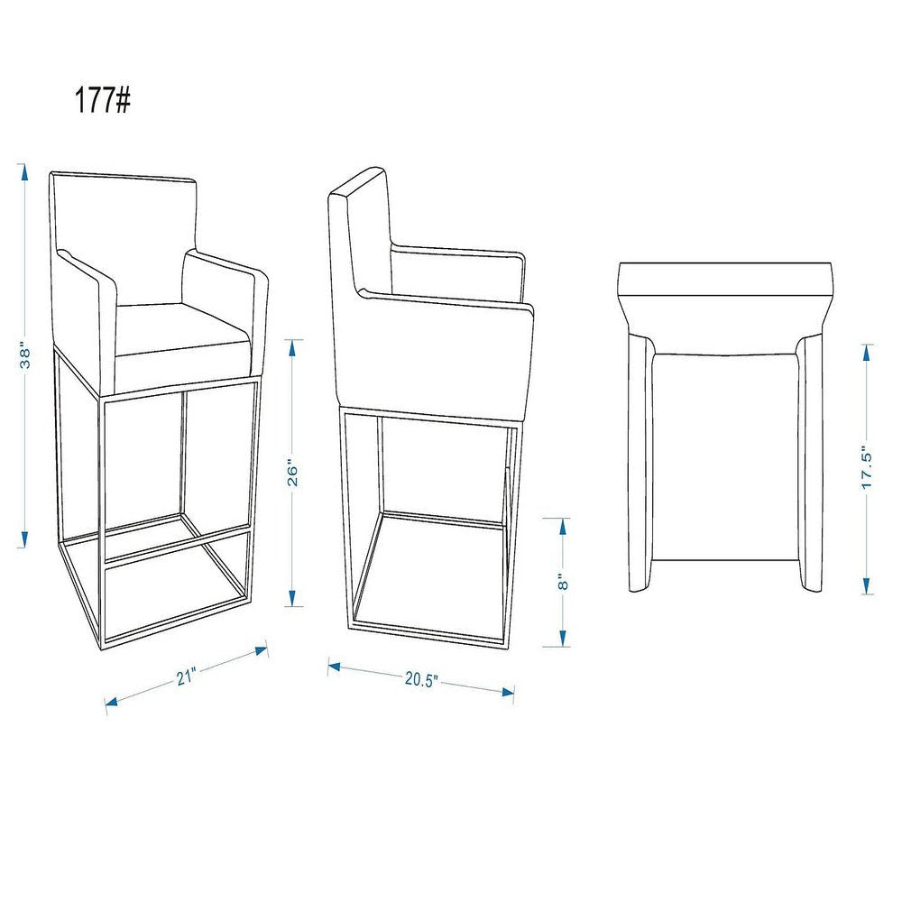 Ambassador 38 in. Cream and Black Metal Counter Height Bar Stool (Set of 3) MHC-3-CS010-CR