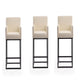 Ambassador 38 in. Cream and Black Metal Counter Height Bar Stool (Set of 3)