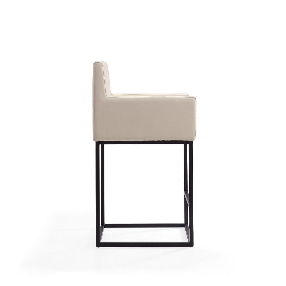 Ambassador 38 in. Cream and Black Metal Counter Height Bar Stool (Set of 3) MHC-3-CS010-CR