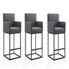 Ambassador 38 in. Grey and Black Metal Counter Height Bar Stool (Set of 3)