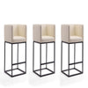 Embassy 34 in. Cream and Black Metal Counter Height Bar Stool (Set of 3)