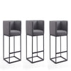 Embassy 34 in. Grey and Black Metal Counter Height Bar Stool (Set of 3)