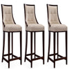 Fifth Ave 39.5 in. Cream and Dark Walnut Beech Wood Counter Height Bar Stool (Set of 3)