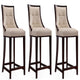 Fifth Ave 39.5 in. Cream and Dark Walnut Beech Wood Counter Height Bar Stool (Set of 3)