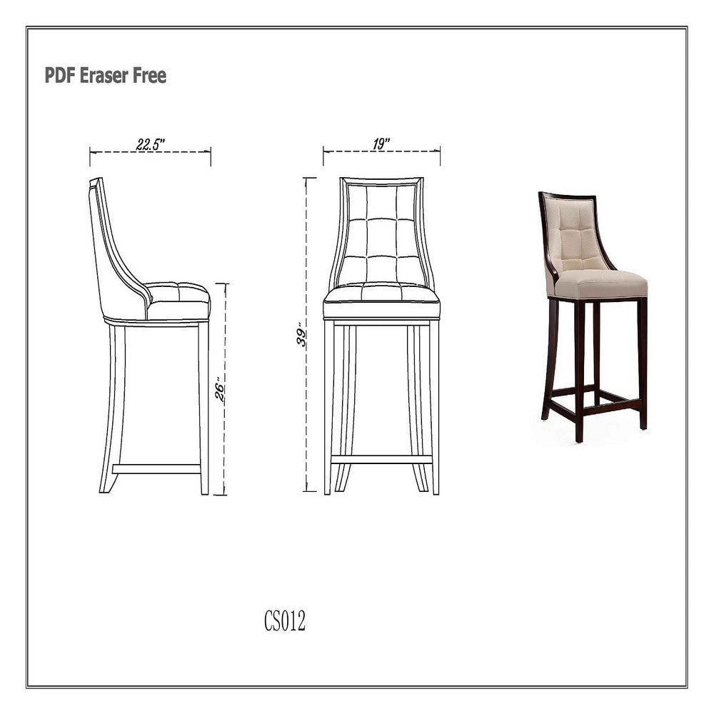 Fifth Ave 39.5 in. Cream and Dark Walnut Beech Wood Counter Height Bar Stool (Set of 3) MHC-3-CS012-CR