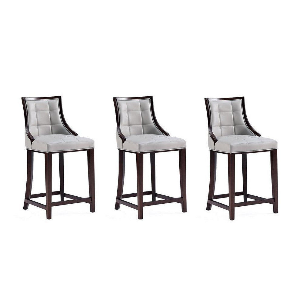 Fifth Avenue Faux Leather Counter Stool in Light Grey (Set of 3)