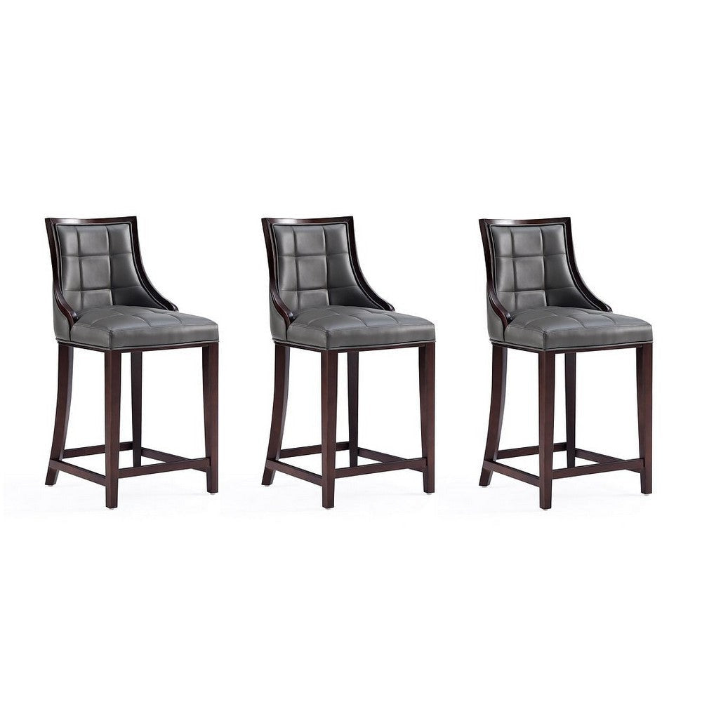 Fifth Avenue Faux Leather Counter Stool in Pebble Grey (Set of 3)