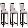 Fifth Ave 39.5 in. Pearl White and Walnut Beech Wood Counter Height Bar Stool (Set of 3)
