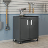 Fortress Textured Metal 31.5" Garage Mobile Cabinet with 2 Adjustable Shelves in Charcoal Grey