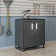Fortress Textured Metal 31.5" Garage Mobile Cabinet with 2 Adjustable Shelves in Charcoal Grey