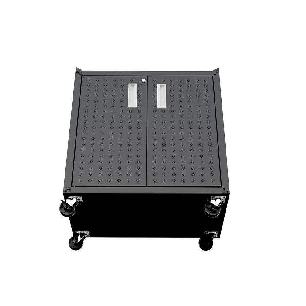 Fortress Textured Metal 31.5’’ Garage Mobile Cabinet with 2 Adjustable Shelves in Charcoal Grey MHC-3GMCC-CH