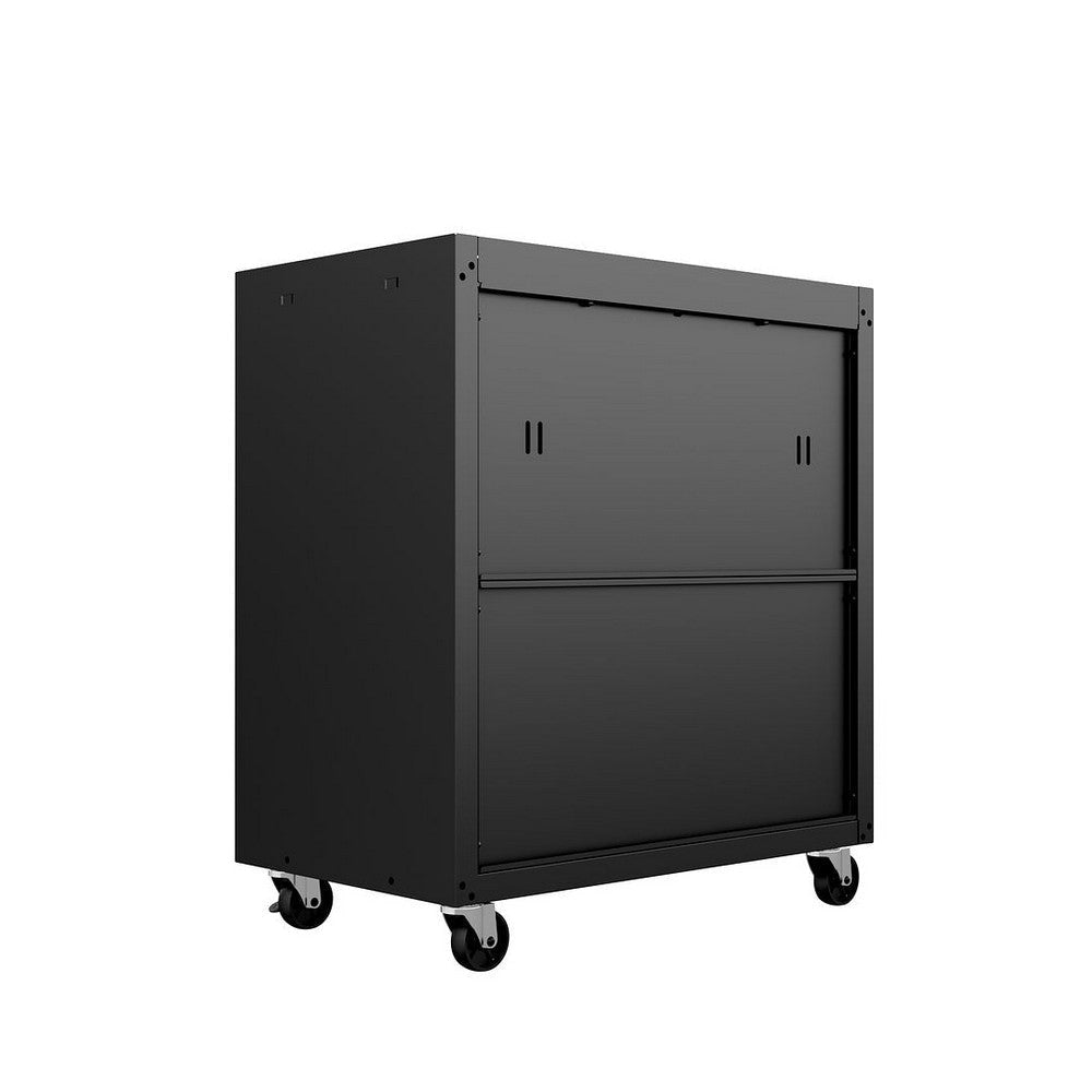 Fortress Textured Metal 31.5’’ Garage Mobile Cabinet with 2 Adjustable Shelves in Charcoal Grey MHC-3GMCC-CH