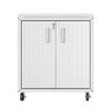 Fortress Textured Metal 31.5" Garage Mobile Cabinet with 2 Adjustable Shelves in White