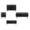 Duane Modern Ribbed 4 Piece Living Room Set: Sideboard, TV Stand, Coffee Table, End Table in Dark Brown and Black